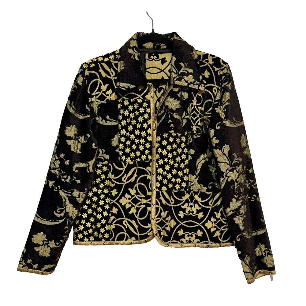 Eclectic Vintage Glam‎ Tapestry Reversible Blazer Womens L Baroque Old Hollywood